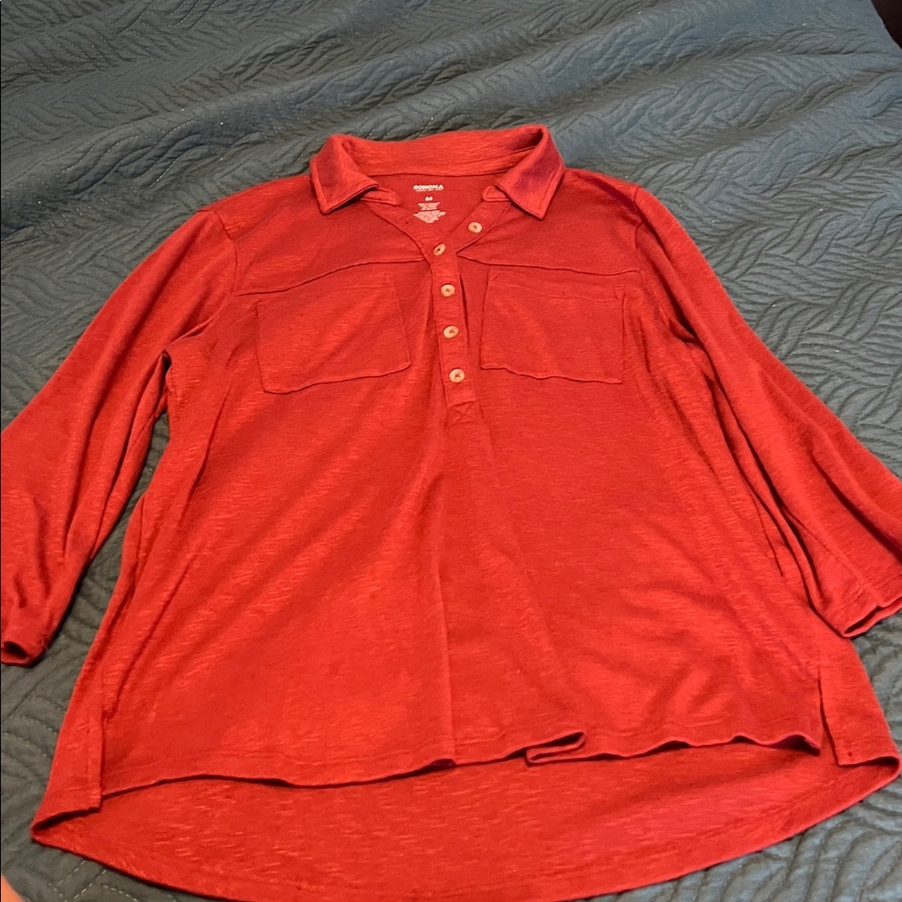 Sonoma Rich Rust Color Polo Shirt Size Medium